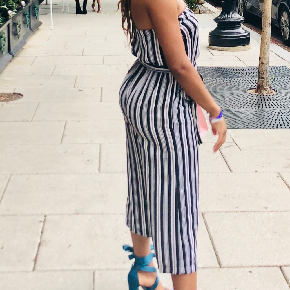 Black and white stripped jumpsuit
